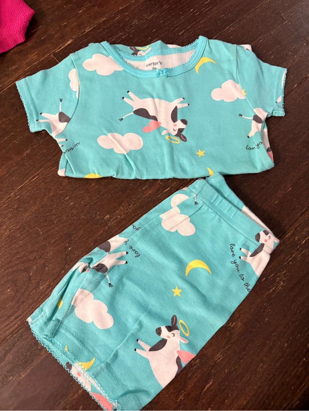 Carter's Aqua Cow Print Two-Piece Pajama Set
